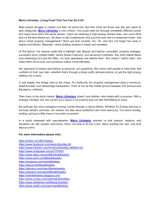 Maria Litinetsky Living Proof That You Can Do It All