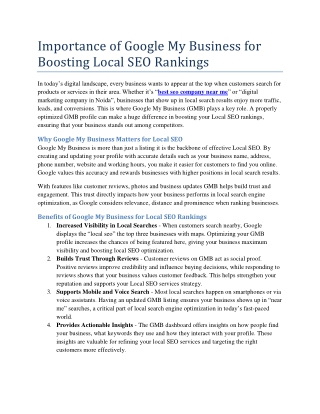 Importance of Google My Business for Boosting Local SEO Rankings