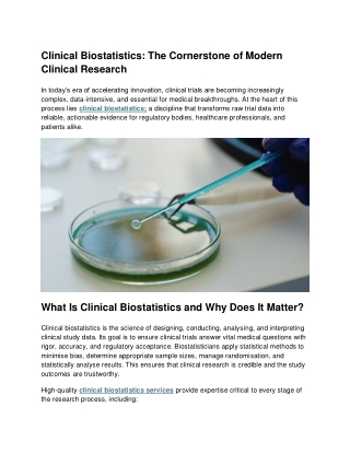 Clinical Biostatistics: The Cornerstone of Modern Clinical Research
