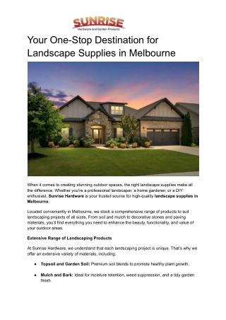 Your One-Stop Destination for Landscape Supplies in Melbourne