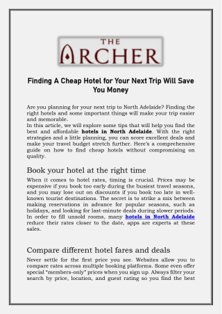 Finding A Cheap Hotel for Your Next Trip Will Save You Money