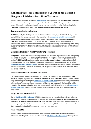 No 1 Hospital in Hyderabad for Cellulitis, Gangrene & Diabetic Foot Ulcer