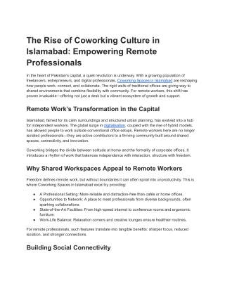The Rise of Coworking Culture in Islamabad_ Empowering Remote Professionals