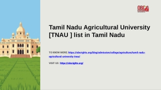 Tamil Nadu Agricultural University TNAU list in Tamil Nadu