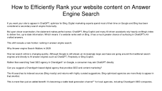 How to Efficiently Rank your website content on Answer Engine Search