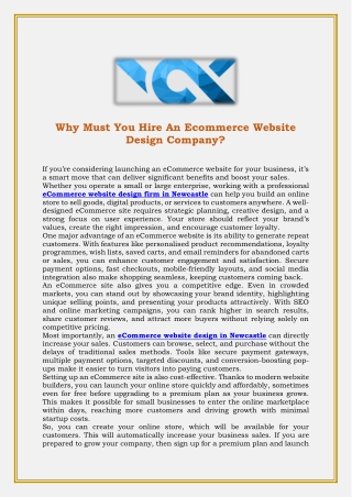 Why Must You Hire An Ecommerce Website Design Company