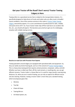 Got your Tractor off the road Don’t worry! Tractor Towing Calgary is Here