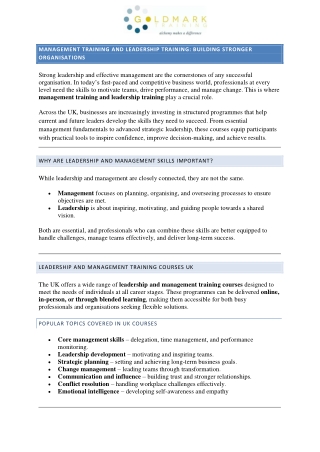 Management Training and Leadership Training