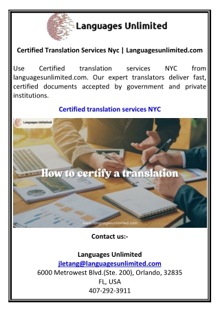 Certified Translation Services Nyc  Languagesunlimited.com