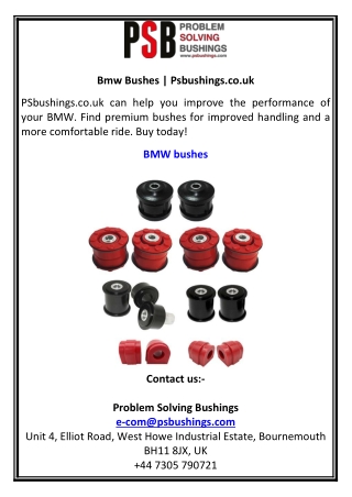 Bmw Bushes  Psbushings.co.uk