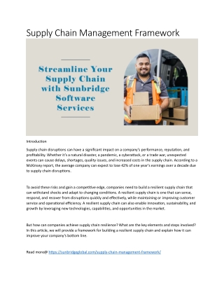 Supply Chain Management Framework
