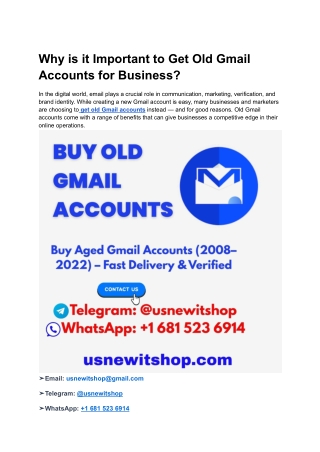 Why is it Important to Get Old Gmail Accounts for Business
