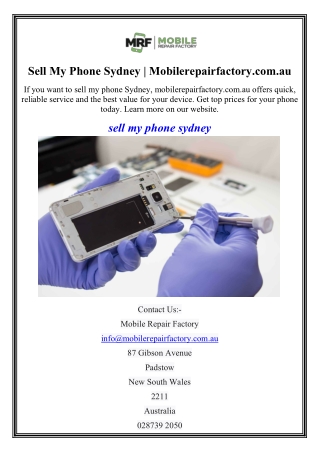 Sell My Phone Sydney  Mobilerepairfactory.com.au