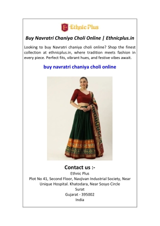 Buy Navratri Chaniya Choli Online  Ethnicplus.in