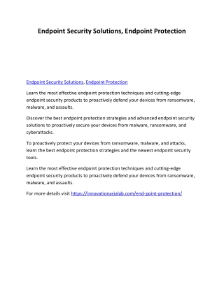 Endpoint Security Solutions, Endpoint Protection