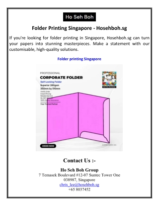 Folder Printing Singapore - Hosehboh.sg