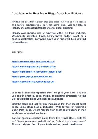 Contribute to the Best Travel Blogs: Guest Post Platforms