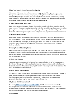 5 Signs Your Property Needs Waterproofing Urgently