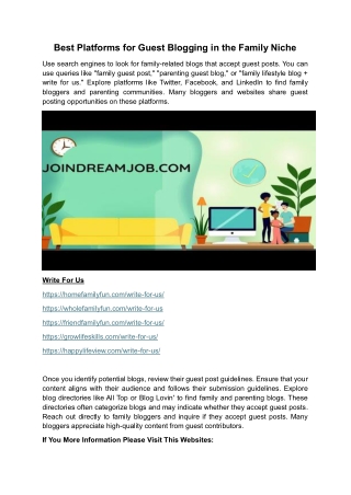 Best Platforms for Guest Blogging in the Family Niche