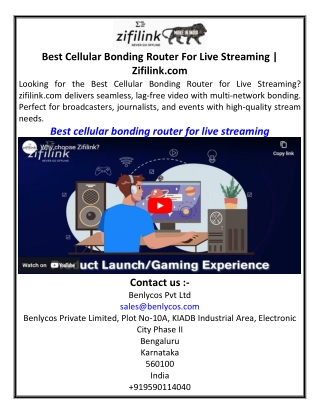 Best Cellular Bonding Router For Live Streaming Zifilink.com