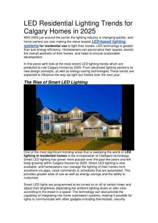 LED Residential Lighting Trends for Calgary Homes