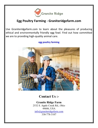 Egg Poultry Farming - Graniteridgefarm.com