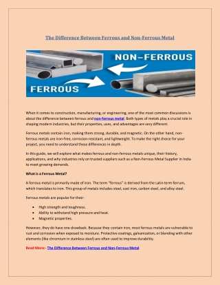 The Difference Between Ferrous and Non-Ferrous Metal