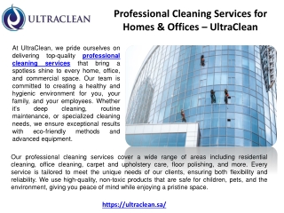 Professional Cleaning Services for Homes & Offices – UltraClean