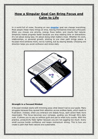 How a Singular Goal Can Bring Focus and Calm to Life