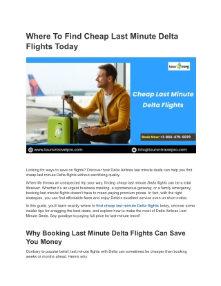Where To Find Cheap Last Minute Delta Flights Today