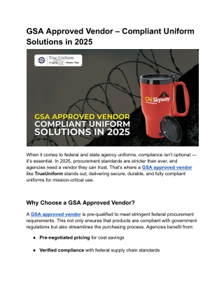 GSA Approved Vendor – Compliant Uniform Solutions in 2025