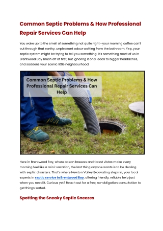 Common Septic Problems & How Professional Repair Services Can Help