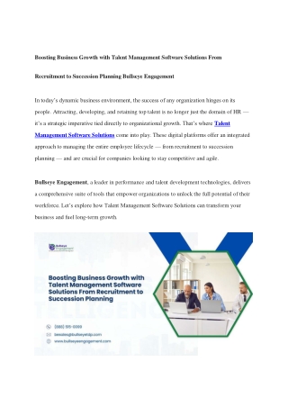 Boosting Business Growth with Talent Management Software Solutions From Recruitment to Succession Planning Bullseye Enga