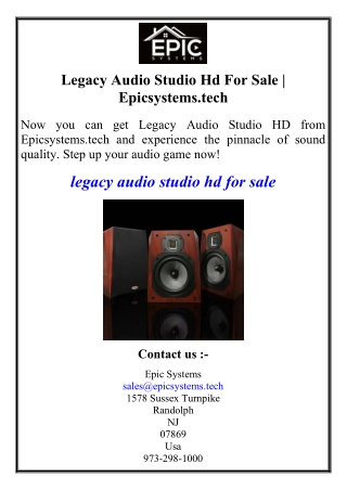Legacy Audio Studio Hd For Sale | Epicsystems.tech