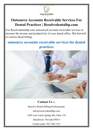 Outsource Accounts Receivable Services For Dental Practices  Resolvedentalbp
