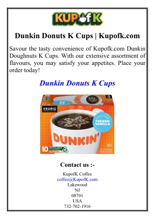 Dunkin Donuts K Cups | Kupofk.com