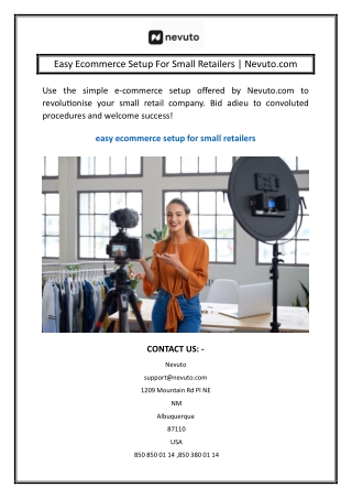 Easy Ecommerce Setup For Small Retailers  Nevuto.com