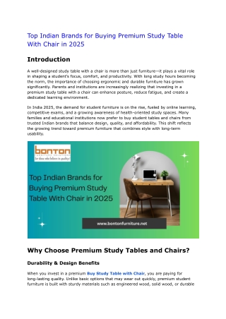 Top Indian Brands for Buying Premium Study Table With Chair in 2025