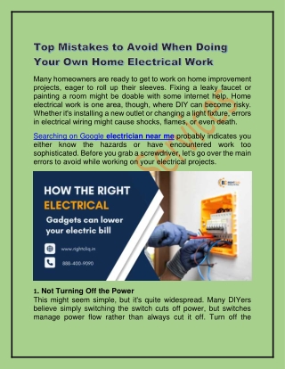 Top Mistakes to Avoid When Doing Your Own Home Electrical Work