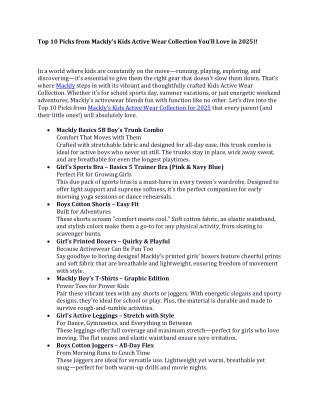 Top 10 Picks from Mackly’s Kids Active Wear Collection You’ll Love in 2025!!