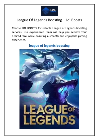 League Of Legends Boosting  Lol Boosts