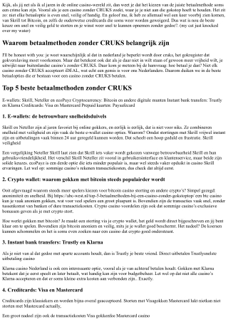 Crypto wallet voor online gokken: Top 5 betaalmethoden bij een casino zonder gok