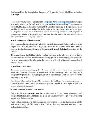 Understanding the Installation Process of Composite Panel Cladding in Indian Buildings