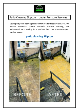Patio Cleaning Skipton Under Pressure Services