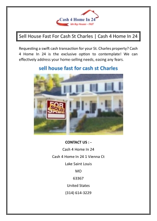 Sell House Fast For Cash St Charles Cash 4 Home In 24