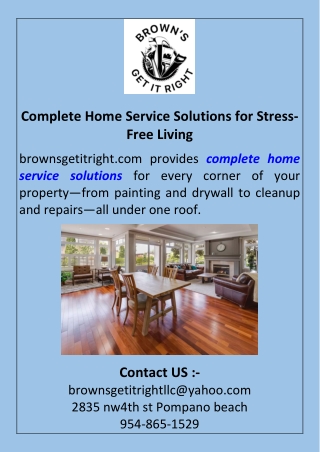 Complete Home Service Solutions for Stress-Free Living