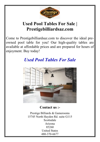 Used Pool Tables For Sale | Prestigebilliardsaz.com