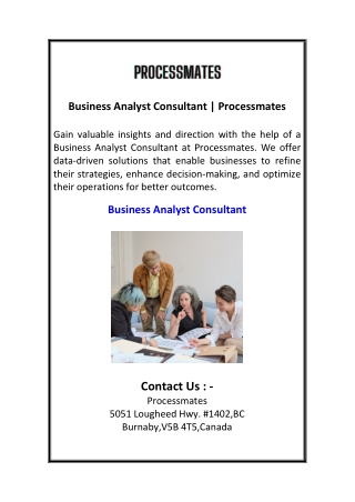 Business Analyst Consultant  Processmates