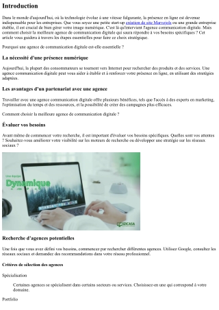 Comment choisir la meilleure agence de communication digitale ?