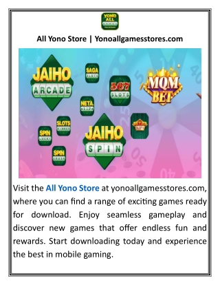 All Yono Store Yonoallgamesstores